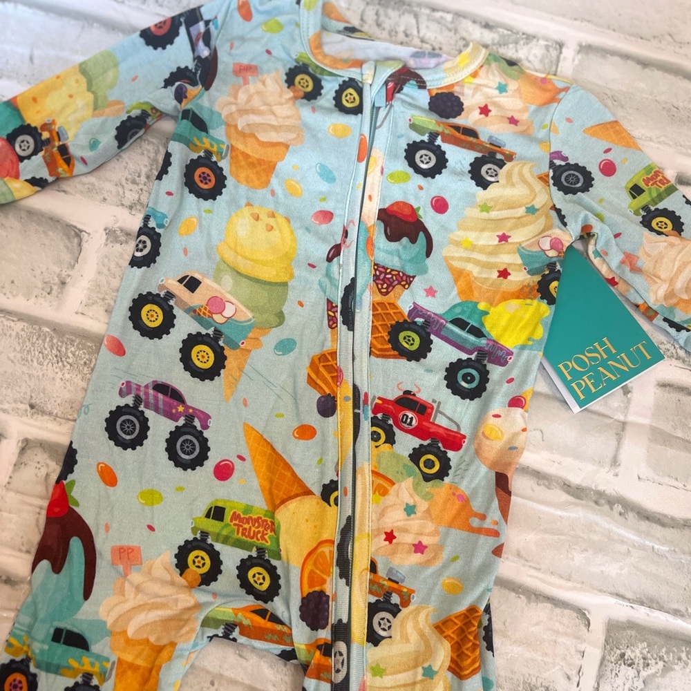 Nwt POSH PEANUT ice cream monster truck bamboo